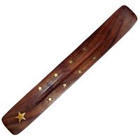 Flat Wooden & Brass Inlay Incense Holder 
